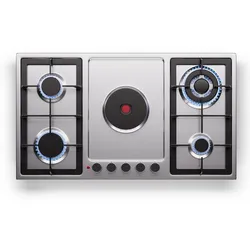 Klarstein MultiChef 5 Hot Plate Elektro- und Gaskochfeld 5 Kochzonen 4 Gasbrenner 1 Elektrokochfeld Silber