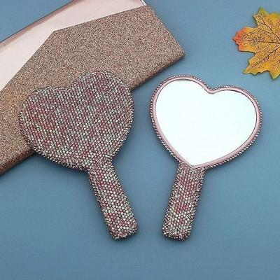 Uplift Essentials Luxe Diamond Heart Handheld Vanity Mirror pink
