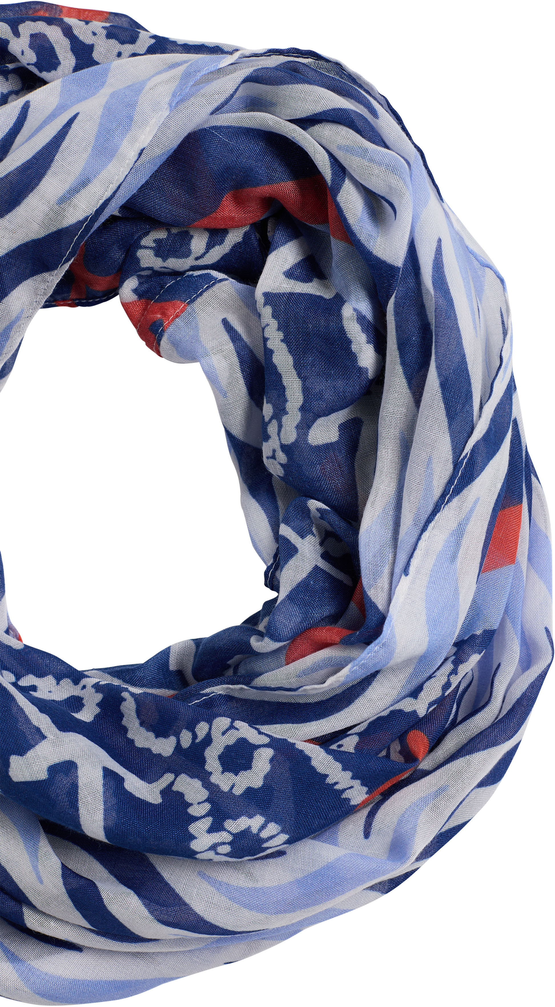 Loop LAURA SCOTT, Damen, blau (marine, weiß), Web, Polyester, bedruckt, gemustert, Modetücher Loop, Sommer Schal im maritimen Design marine, weiß Einheitsgröße