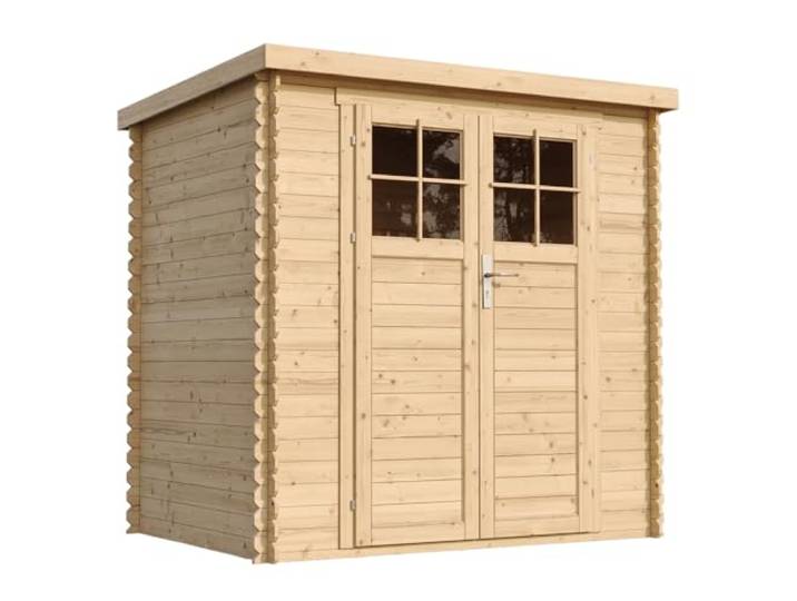 TIMBELA M311F Holzhaus Gartenhaus mit hochwertige abschließbare Tür - Gartenschuppen Holz B204xL142xH200 cm/ 2,22 m2 Lagerschuppen für Garten - Fahrrad Schuppen - Wasserfestes Dach