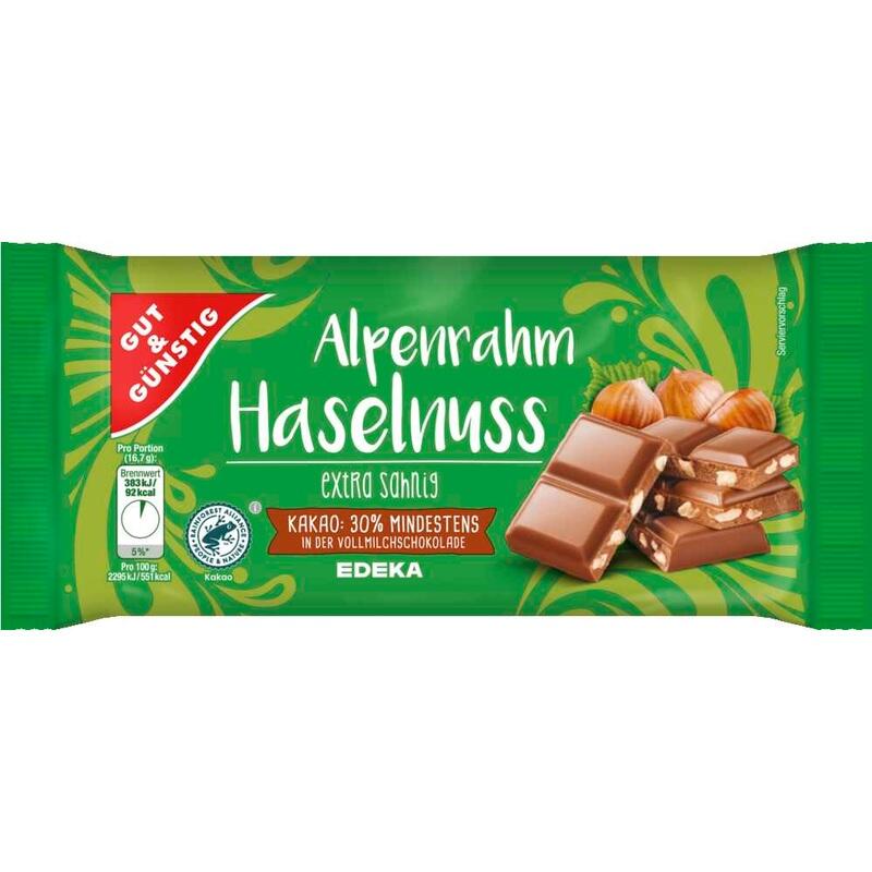 GUT&GÜNSTIG Schokolade Alpenrahm Haselnuss 100,0 g 1385659007