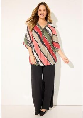 Plus Size Women's Bejeweled Pleated Blouse by Catherines in Olive Bias Stripes (Size 1X)