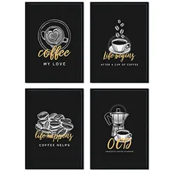 POSTER Set mit 4 für Cafés, Restaurants und Kaffeeliebhaber A3 Rahmenlos