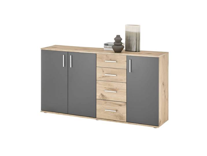 Kommode Viking Oak - grau 160 x 84 cm 3-türig - BOBBY