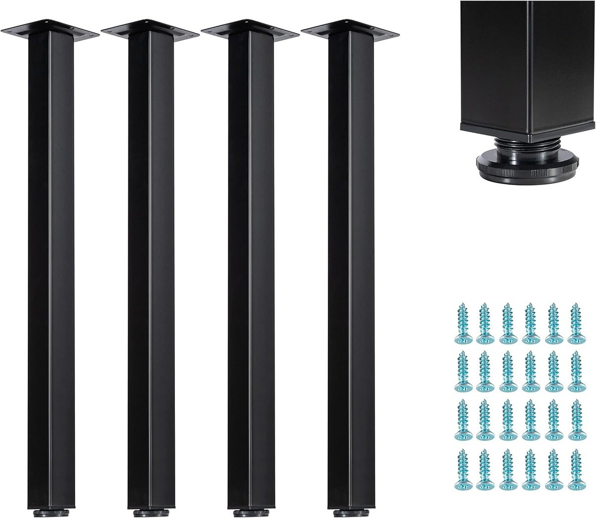 Tafelpoten Set Zwart Metaal Hoogte: 76 cm