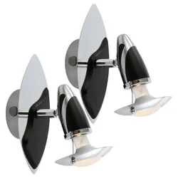 Spotleuchte Wandlampe Leuchte Flurleuchte Leselampe Wohnzimmer, Stahl Eisen silber schwarz, 1x E14 Fassung, HxB 20x17 cm, 2er Set