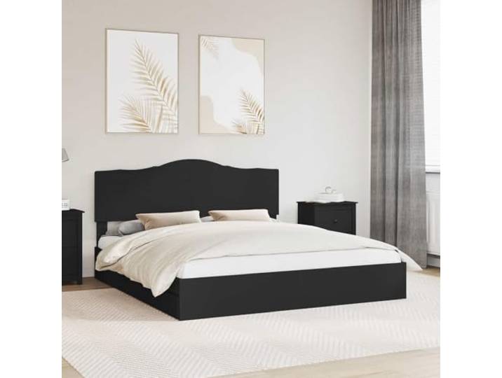 Stauraumbett Holzwerkstoff mit Schubladen Modernes Design 200x200 cm Stauraumbett Schwarz 200x200 cm Holzwerkstoff mit Lattenrost und Schubladen Bettgestell mit Kopfteil Kaiserbett