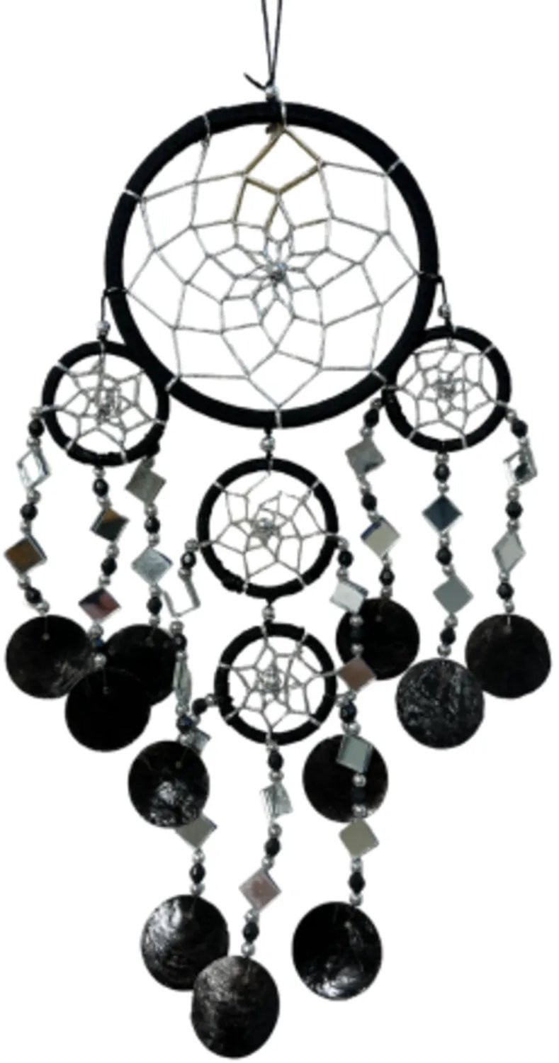 Dream Catcher Dromenvanger spiegel-schelp Zwart - 11 cm