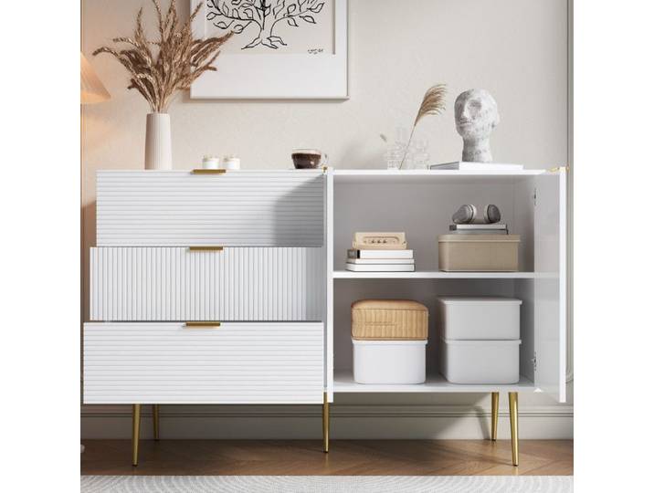Armoire à vaisselle - Buffet contemporain - 3 tiroirs - 2 portes - Élégance moderne