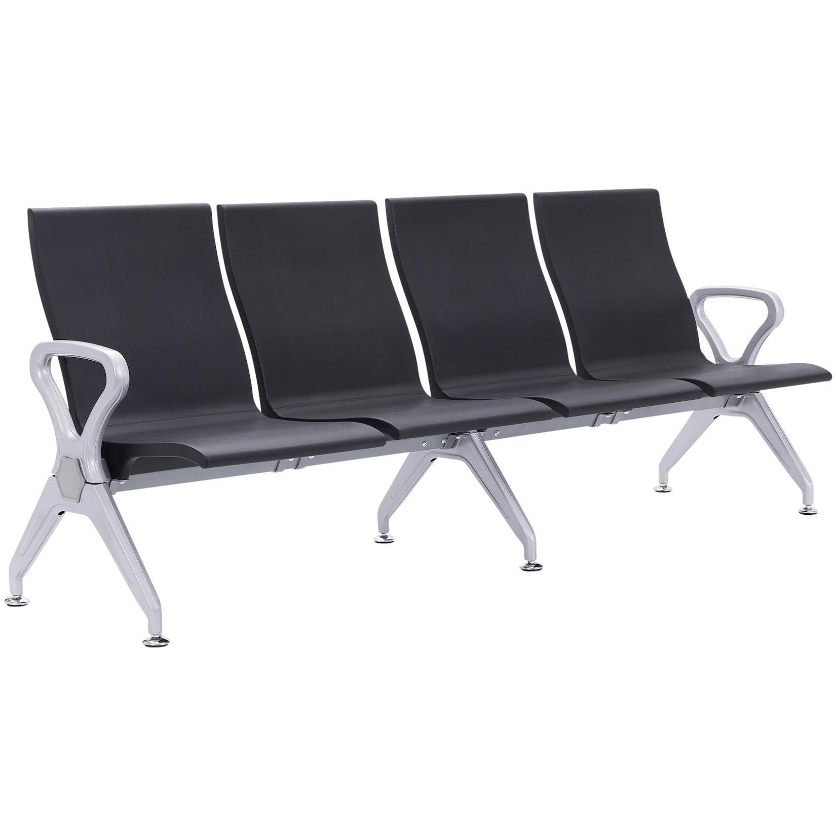 CLP Wartebank Airport-Stil Ermin, Sitzbank Flur mit Lehne, ergonomische Sitzschalen, Wartestühle mit robustem Alu-Gestell, bis 150 kg je Sitz