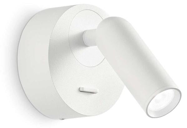 Ideal Lux Bean Rond LED wandspot, wit, modern, draaibaar, metaal en glas