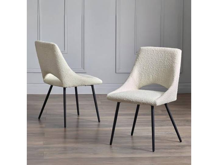 Julian Bowen 2er-Set Esszimmerstühle Iris Boucle, Elfenbein, 84 x 61 x 52