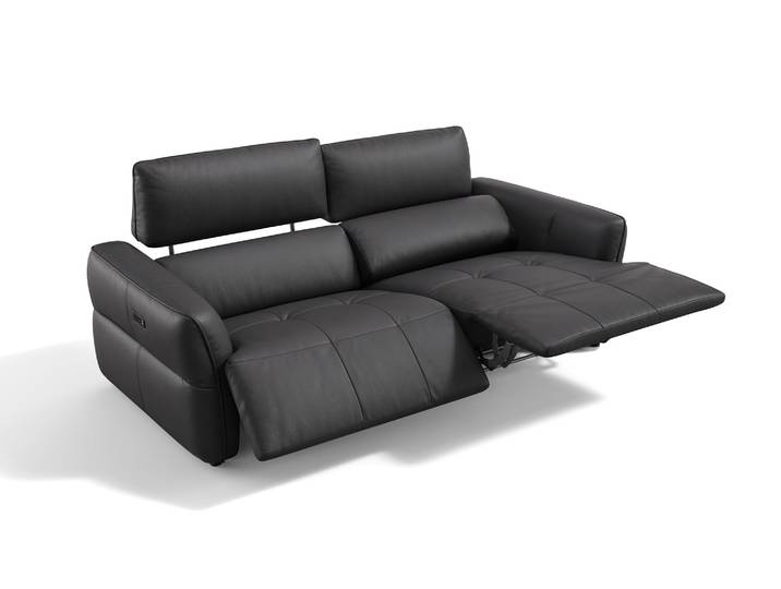 Leder Sofa VERANO 3-Sitzer Elektrische Kopflehnen Couchgarnitur Ledercouch Designcouch