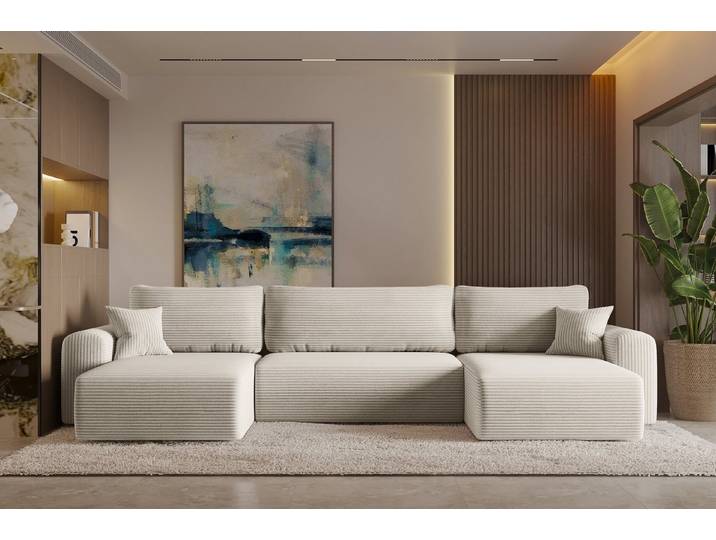 Kaiser Möbel Ecksofa mit schlaffunktion und bettkasten, Sofa U-form, Couch U-form CAPRI, Sofa U-Form / Ecksofa