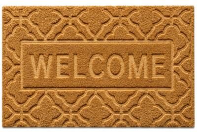 "Gardenised Heavy Duty Coco Coir Doormat Non Slip PVC Baking Embossed Welcome Design Natural Coconut Fiber Floor Mat 18x30"""
