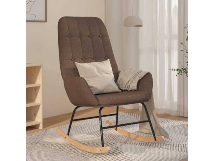 ZXQVLMRS Schaukelstuhl, Gepolsterter Sessel, Taupe Stoff & Kautschukholz Ergonomische Armlehnen, Robuste Konstruktion, Entspannendes Design