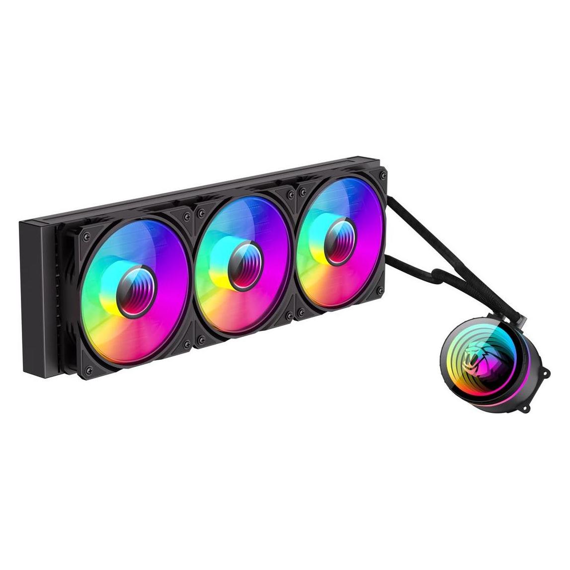 GameMax Iceburg 360mm ARGB Liquid CPU Cooler, 12cm ARGB PWM Fans, Infinity Mirror RGB Rotatable Pump Head (ICEBURG 360 INFINITY BK)