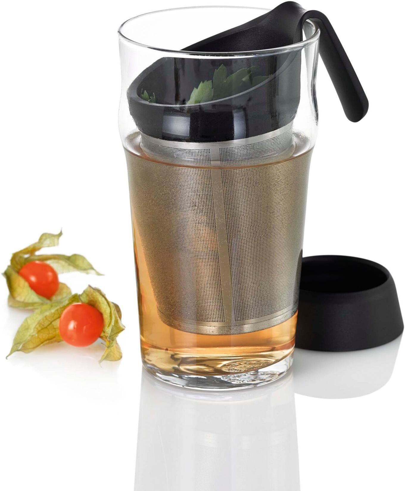 Teesieb ADHOC "Grantea", schwarz (schwarz, silberfarben), Edelstahl, Kunststoff, Küchensiebe, Teesieb schwarz, silberfarben Einheitsgröße