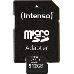 Intenso UHS-I Premium (512 GB, microSDXC, U1, UHS-I), Speicherkarte, Schwarz
