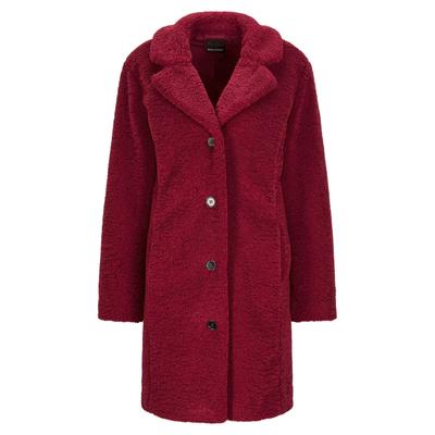 Winterjacke GOLDNER "Kuscheliger Teddymantel, Reverskragen", Damen, Gr. 44, rot (koralle), Obermaterial: 100% Polyester PES., Modisch, Jacken Winterjacke, Nahttaschen