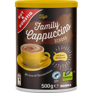 Gut&Günstig Kaffee Family Cappuccino Schoko, löslicher Kaffee, 500 g