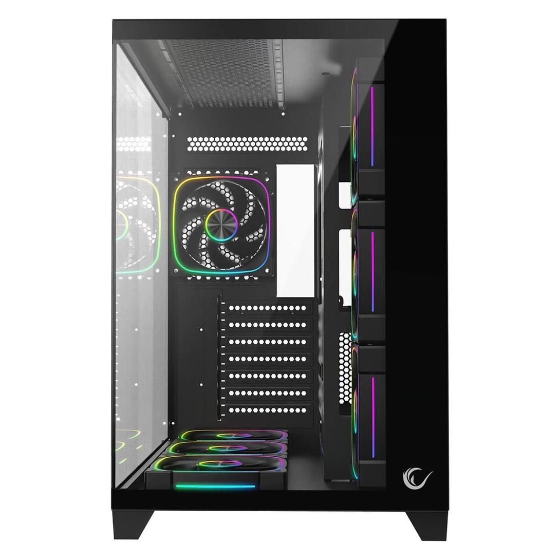 Rampage Obudowa Obudowa PC ze szkłem hartowanym SEALITE 7x wentylator ARGB PWM Czarna (ATX, mATX, Mini-ITX) (SEALITE-BLACK)