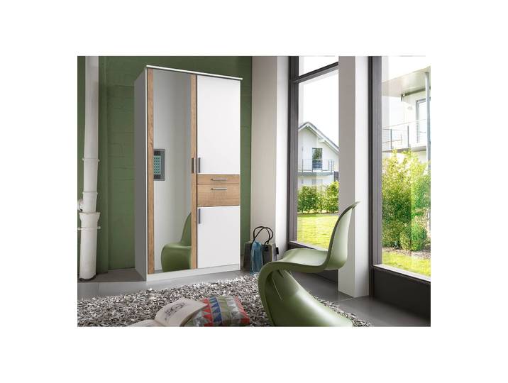 Armoire I 91cm Blanc/Blanc/Imitation chêne
