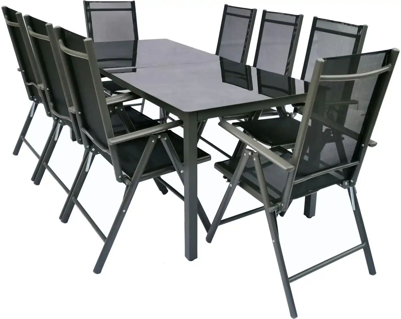 Höffner Gartenmöbel 9er-Set   ¦ schwarz ¦ Maße (cm): B: 190 H: 73