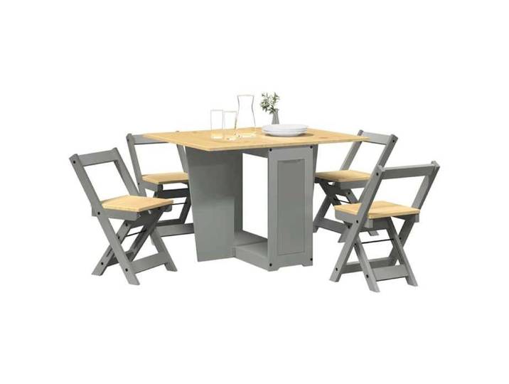 Ensemble à manger papillon 5 pcs Corona pliable gris bois pin ensemble de table à manger table et chaises à manger 3295718