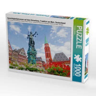 CALVENDO Puzzle Gerechtigkeitsbrunnen auf dem Römerberg, Frankfurt am Main, Deutschland | 1000 Teile Lege-Größe 64x48cm Foto-Puzzle für glückliche Stu