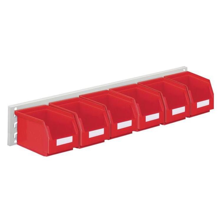 Rasterplan Sichtlagerkastenset H140xB920xT250mm Stahlblech/Polyethylen Kunststoffbeschichtung rot 6 x Gr. 6 rot (4202.52.5413)