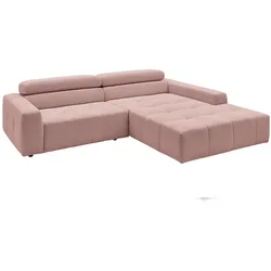 KAWOLA Sofa RENO Ecksofa Feincord rosa Longchair rechts