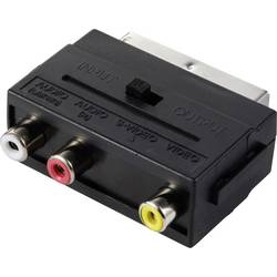 SpeaKa Professional SP-13442696 Cinch / SCART Adapter [3x Cinch-Buchse - 1x SCART-Stecker] Schwarz mit Umschalter