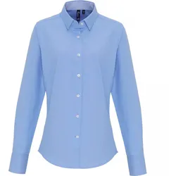 Premier Workwear Damen Oxford Bluse Streifen langarm PR338 oxford blue (ca. pantone 7453) XXL