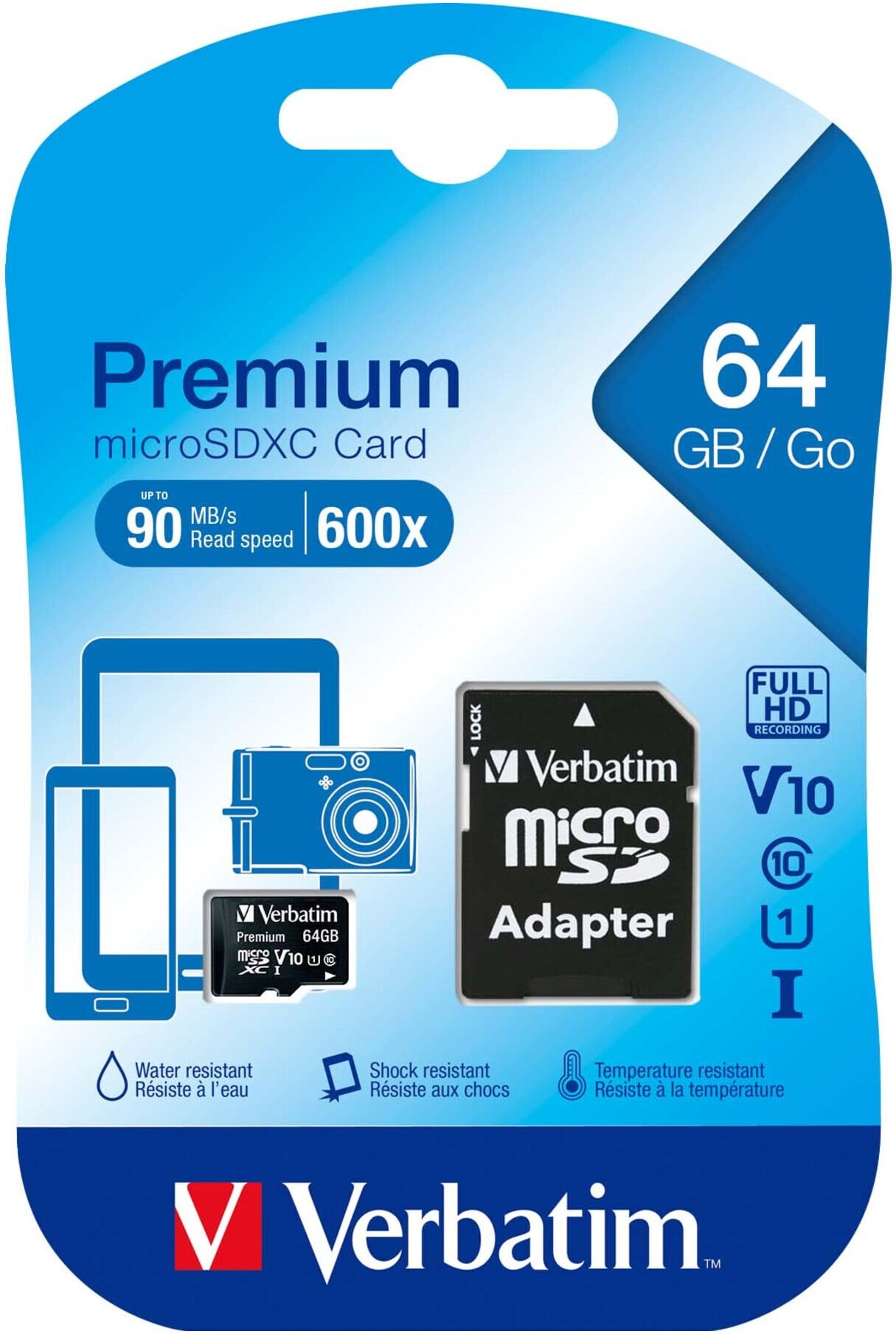 Verbatim microSDXC Card 64GB Class 10,UHS-I 44084)