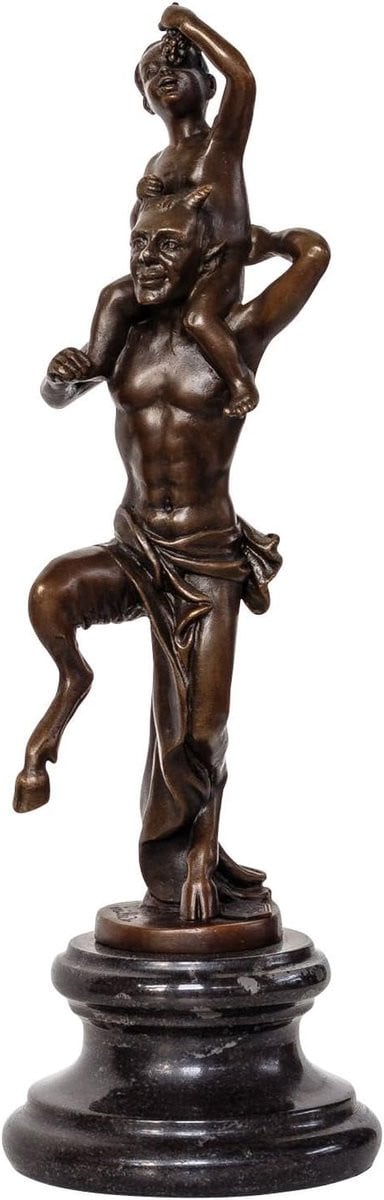 Bronzen Bacchus Beeld - Wijn Faun Sculptuur voor op tafel - Antieke Stijl - Hoogte: 31 cm - Brons