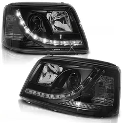 LED Tagfahrlicht Scheinwerfer passend für VW T5 03-09 schwarz