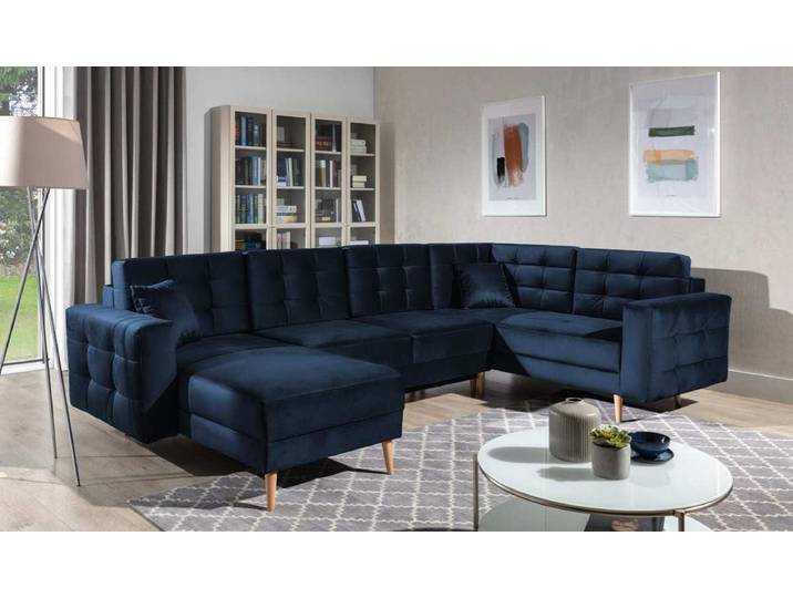 Designer Sofa Fjord U mit Schlaffunktion und Stauraum - Hellgrau - Luxusbetten24