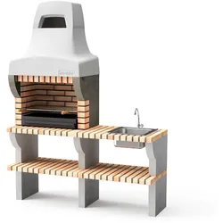 MOVELAR Grill Bailen Plux XL, mit 1 Arbeitsfläche mit Spüle und Wasserhahn, aus farbigem Ziegelstein
