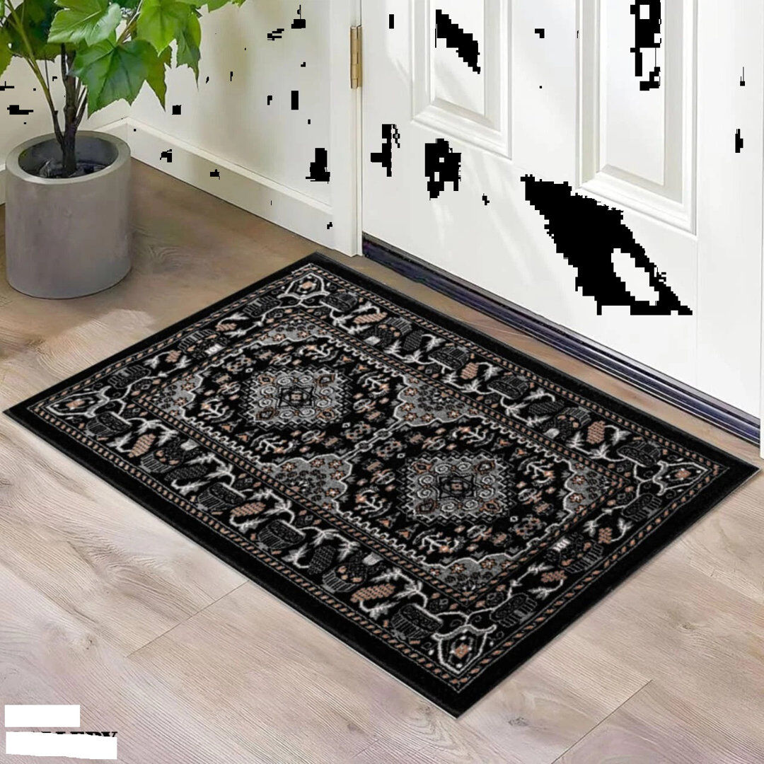 Langley Street Floral Doormat Black 80cm W x 150cm L