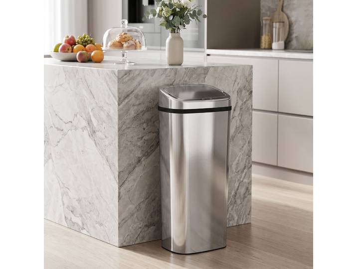 HOMCOM Poubelle Automatique 50L Acier Inoxydable