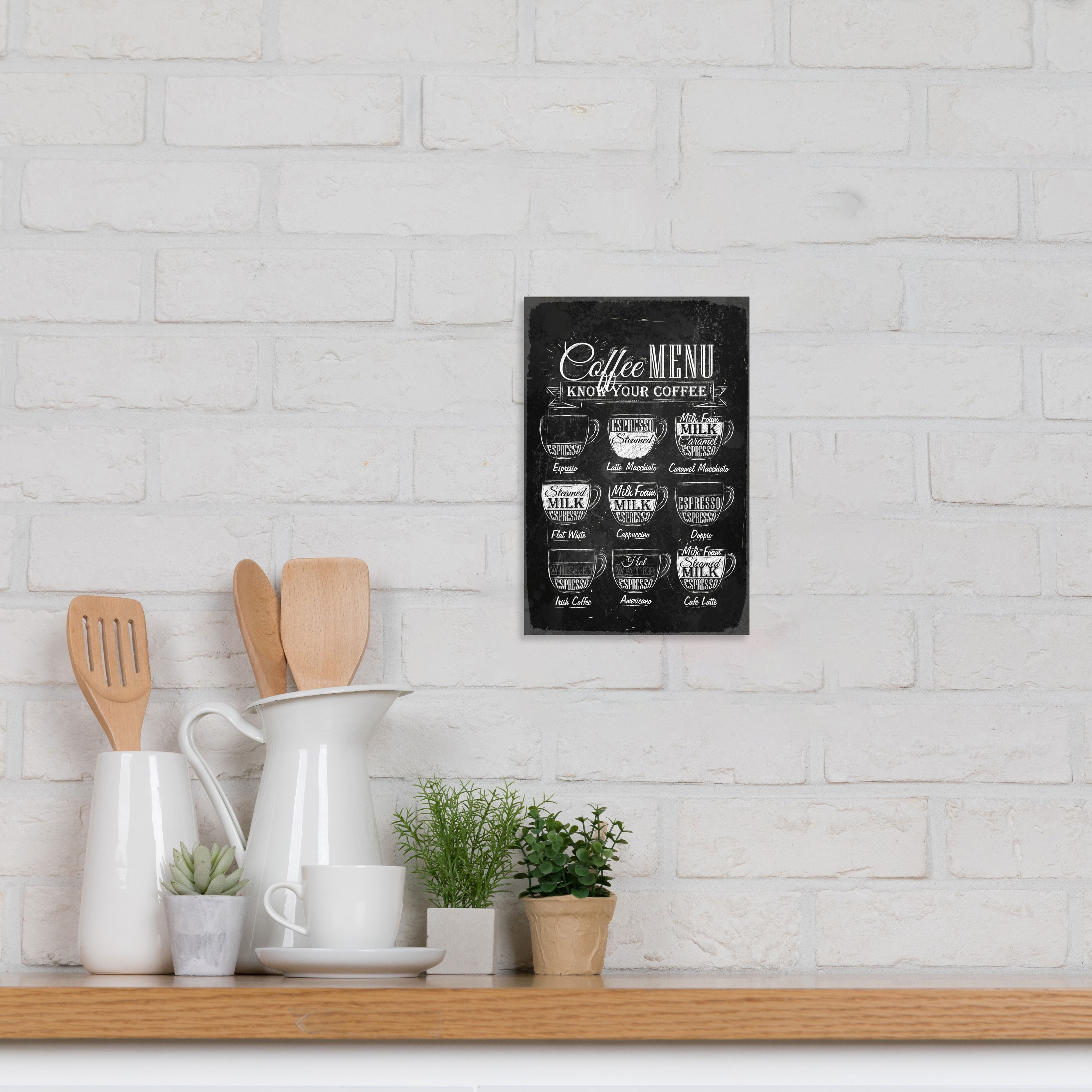 Alu-Dibond-Druck QUEENCE "Coffee Menu", schwarz (farbe bild(er): schwarz), B:20cm H:30cm T:0,2cm, Alu Dibond, Bilder, Alu-Dibond-Druck, Kaffee, Coffee, Espresso, Schild