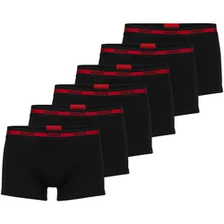 HUGO Herren Boxershorts, 6er Pack - TRUNK TRIPLET PLANET, Logo, Cotton Stretch Schwarz / L