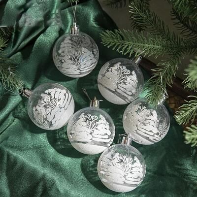 Uplift Treasures Transparent Snowball Christmas Tree Ornaments Set 6pcs c