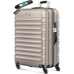 Kesser Reisekoffer Hartschalen-Koffer Inkl. Kofferwaage + Gepäckanhänger, Koffer, Beige