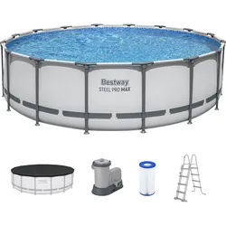 Steel Pro MAX™ Frame Pool Komplett Set mit Filterpumpe Ø 488 x 122 cm , lichtgra...