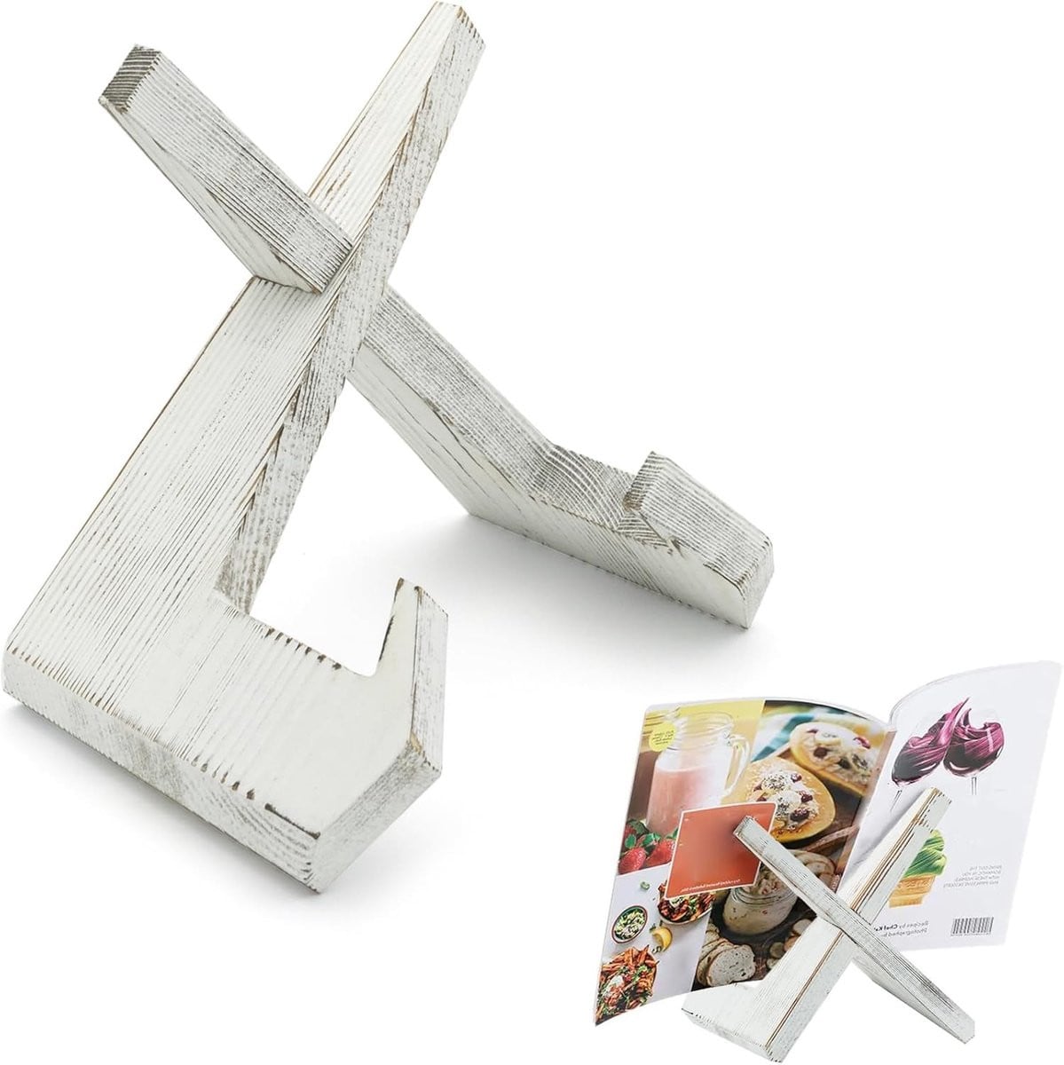Houten Kookboekhouder Vintage Boekstandaard voor Keuken en Tablet
