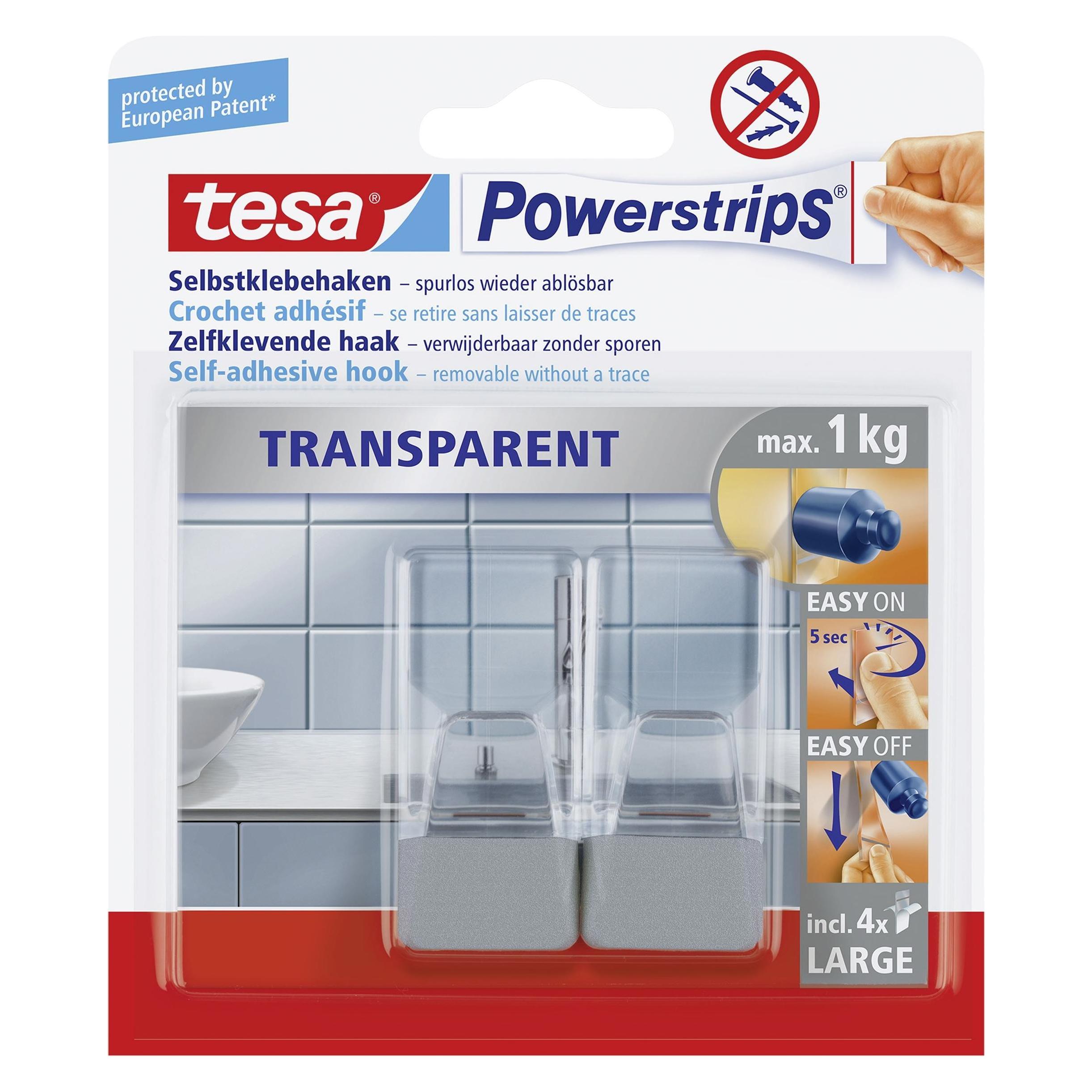 tesa Powerstrips Transparent Deko Haken LARGE (58813-00000-20)