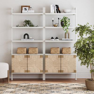 Nathan James Theo Open Shelf Industrial Bookcase with Drawers or Cabinets