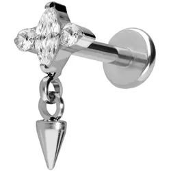 Titan Labret mit Innengewinde EINGEFASSTE KRISTALLE + SPITZE